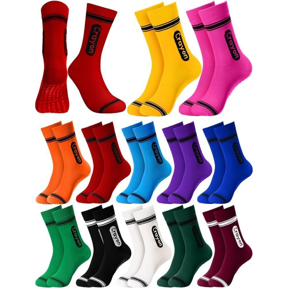 Crayon Socks Women's Polyester Pack of 12 Back to School Fun Colorful